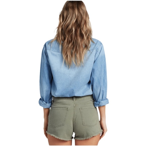 NEW Billabong Drift Away Sage Denim Cutoff Frayed Hem Shorts NWT - Picture 2 of 13
